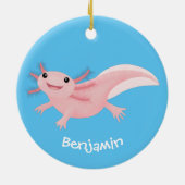 Cute roze happy axolotl keramisch ornament (Achterkant)