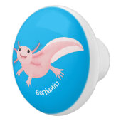 Cute roze happy axolotl keramische knop (Rechts)