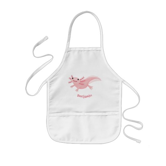Cute roze happy axolotl kinder schort (Voorkant)