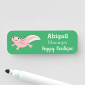 Cute roze happy axolotl naamplaatje (In situ)