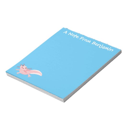 Cute roze happy axolotl notitieblok (Gedraaid)