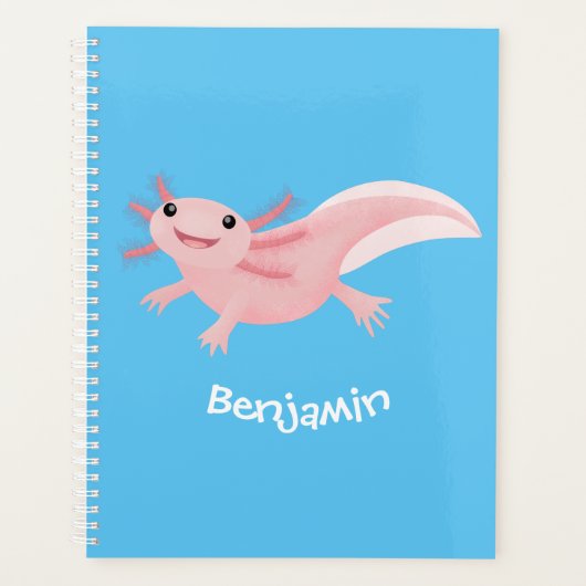 Cute roze happy axolotl planner (Voorkant)