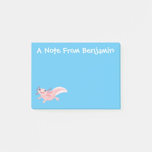 Cute roze happy axolotl post-it® notes (Voorkant)