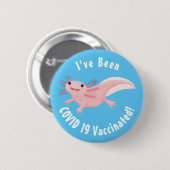 Cute roze happy axolotl ronde button 5,7 cm (Voorkant /achterkant)