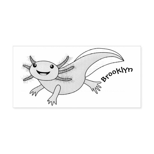 Cute roze happy axolotl 	rubberstempel (Afrduk)