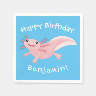 Cute roze happy axolotl servet