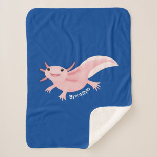 Cute roze happy axolotl sherpa deken