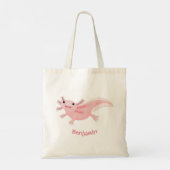 Cute roze happy axolotl tote bag (Achterkant)