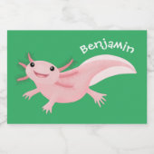 Cute roze happy axolotl voedselcontainer etiket (Enkel label)