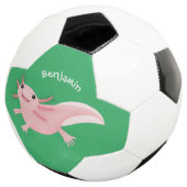 Cute roze happy axolotl voetbal (Drie kwart)
