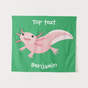 Cute roze happy axolotl wandkleed