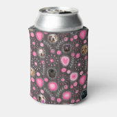 Cute Roze Hart en Bloem Hondenmoeder Fotocollage Blikjeskoeler (Blikje Achterkant)