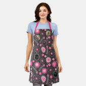 Cute Roze Hart en Bloem Hondenmoeder Fotocollage Schort (Gedragen)