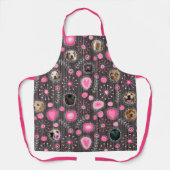 Cute Roze Hart en Bloem Hondenmoeder Fotocollage Schort (Voorkant)