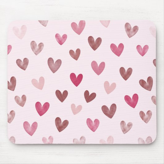 Cute Roze Hart Patroon – Romantisch &Stijlvol Ontw Muismat (Voorkant)