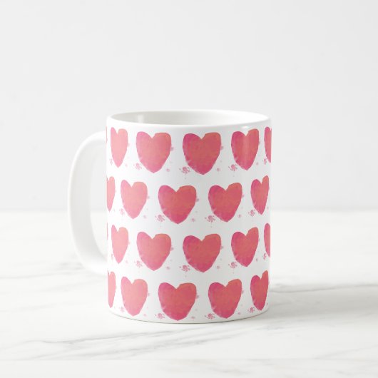 Cute roze harten koffiemok (Voorkant links)