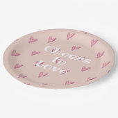 Cute roze harten papieren bordje (Gekanteld)