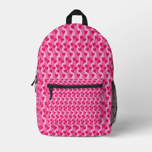 Cute Roze Harten Patroon Bedrukte Rugzak (Voorkant)