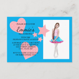Cute Roze Harten Sterren Blauwe Dansuitvoering Fot Kaart