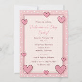 Cute Roze Hartjes Frame Valentijnsfeest Kaart (Voorkant)