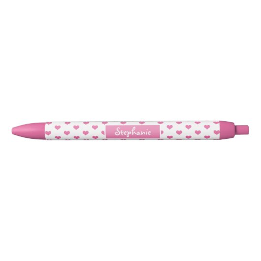 Cute roze Hearts Girly Name Blauwe Inkt Pen (Voorkant)