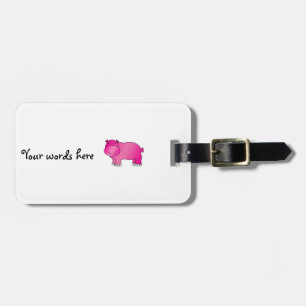 Cute roze hippo bagagelabel