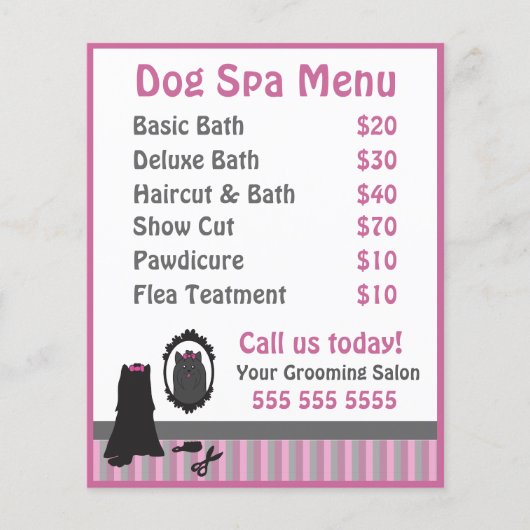 Cute Roze Hond Trim Salon Menu (Voorkant)
