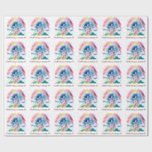 Cute Roze Kasteel Meisjes Sprookjes Verjaardag Cadeaupapier