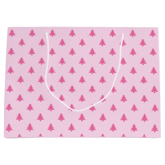 Cute Roze kerstbomen Pattern Groot Cadeauzakje (Voorkant)