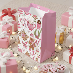 Cute Roze Kerstcadeautas Medium Cadeauzakje