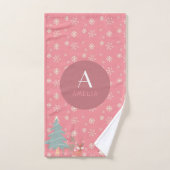 Cute Roze Kerstlanddieren Bad Handdoek (Handdoek)