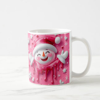 Cute Roze Kerstsneeuwman Mok