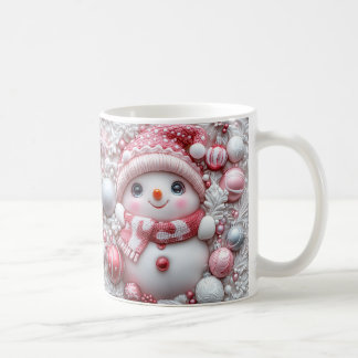 Cute Roze Kerstsneeuwmanmok | Gezellige Wintermok Koffiemok