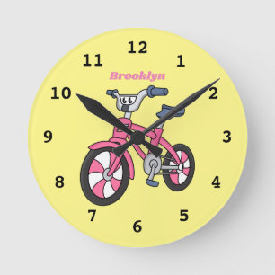 Cute roze kinder cartoon afbeelding ronde klok