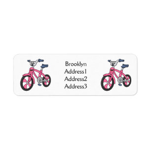 Cute roze kinder fietsenafbeelding cartoon etiket
