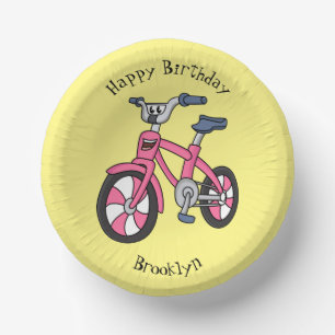 Cute roze kinder fietsenafbeelding cartoon papieren kommen