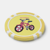 Cute roze kinder fietsenafbeelding cartoon poker chips (Enkel)