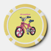 Cute roze kinder fietsenafbeelding cartoon poker chips (Achterkant)