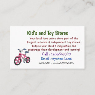 Cute roze kinder fietsenafbeelding cartoon visitekaartje