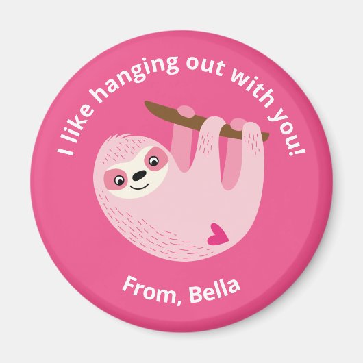 Cute roze Kinder Valentijn Magneet (Voorkant)