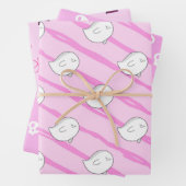 Cute Roze Kleine Boo Geest Schedel Halloween Cadea Inpakpapier Vel (In situ)