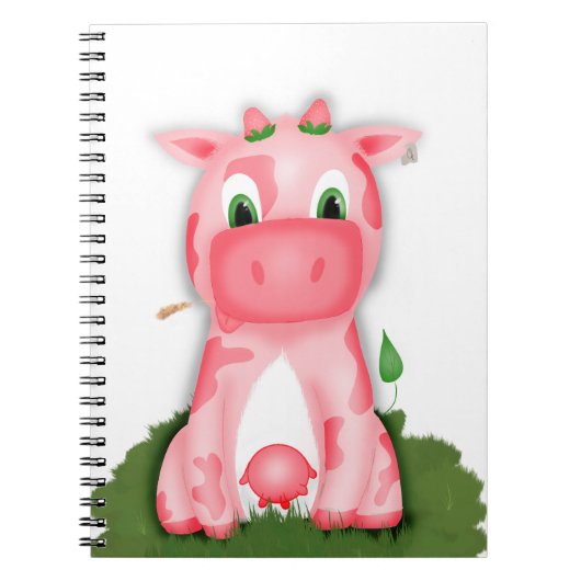 Cute roze koe notebook notitieboek (Voorkant)