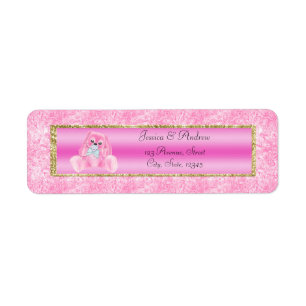 Cute Roze Konijn Baby Shower Etiket