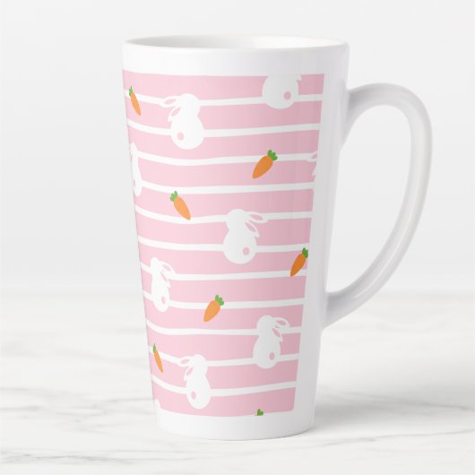 Cute roze konijn en wortelpatroon latte mok (Rechts)
