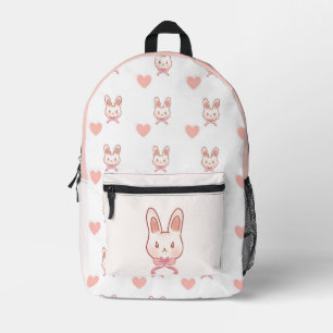 Cute Roze Konijn & Harten Patroon Rugzak
