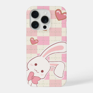 Cute Roze Konijn Hoesje Kawaii Rabbit Hart P iPhone 15 Pro Hoesje
