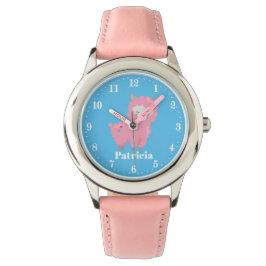 Cute roze lama voegt naammeisjes toe horloge