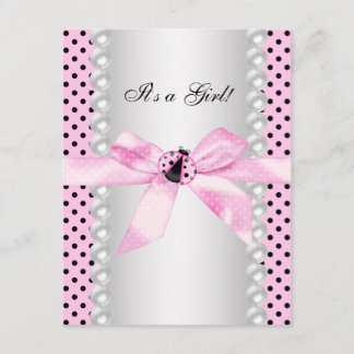 Cute Roze Lieveheersbeestje Baby Shower Kaart