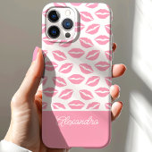 Cute Roze Lippenstift Kusjes Script Naam Case-Mate iPhone Case