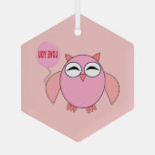 Cute Roze Love You Uil Glas Ornament (Achterkant)